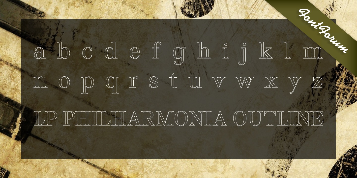 Beispiel einer LP Philharmonia Outline-Schriftart